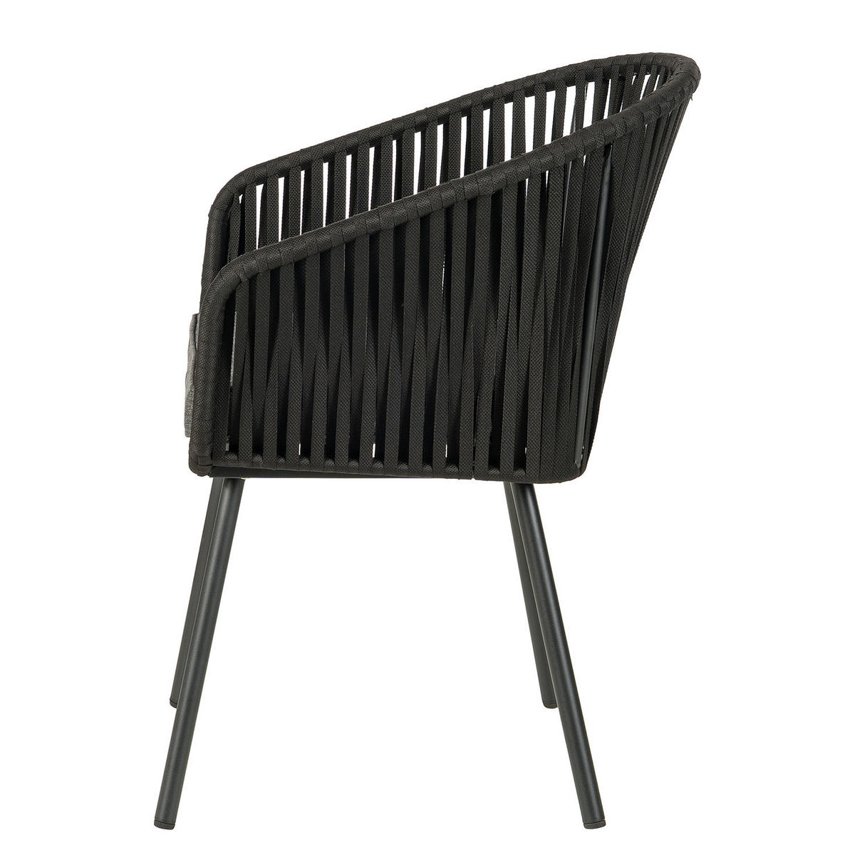 GARTENSTUHL - Stahl / Polyester - 2er-Set - Schwarz, Textil/Metall (56/79/62cm) - home24