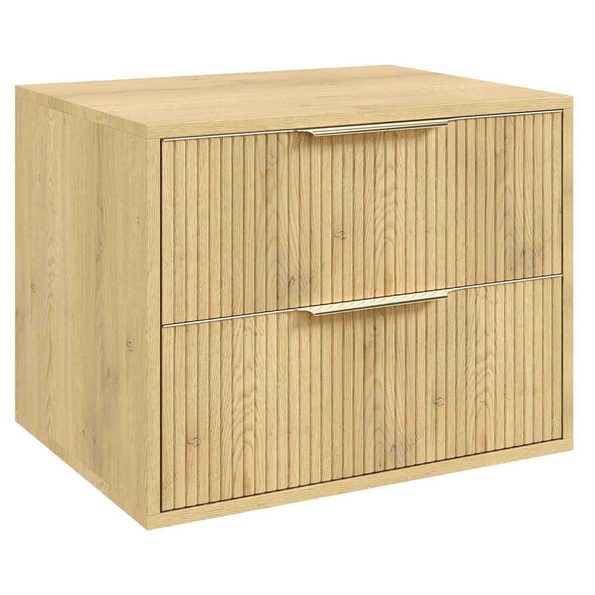WASCHBECKENUNTERSCHRANK Rimini 2 Schubladen Eiche - 60 x 46 x 46 cm - Eichefarben, Holz (60/46/46cm) - Badplaats