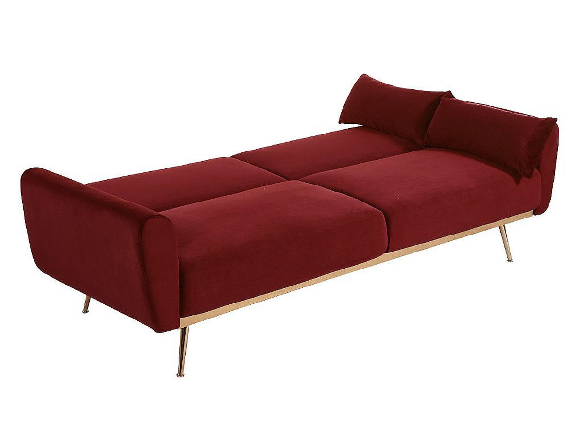SCHLAFSOFA - 3 Personen - Samt, Stoff - Bordeaux - - Bordeaux, Textil (208/86/84cm) - Vente-Unique