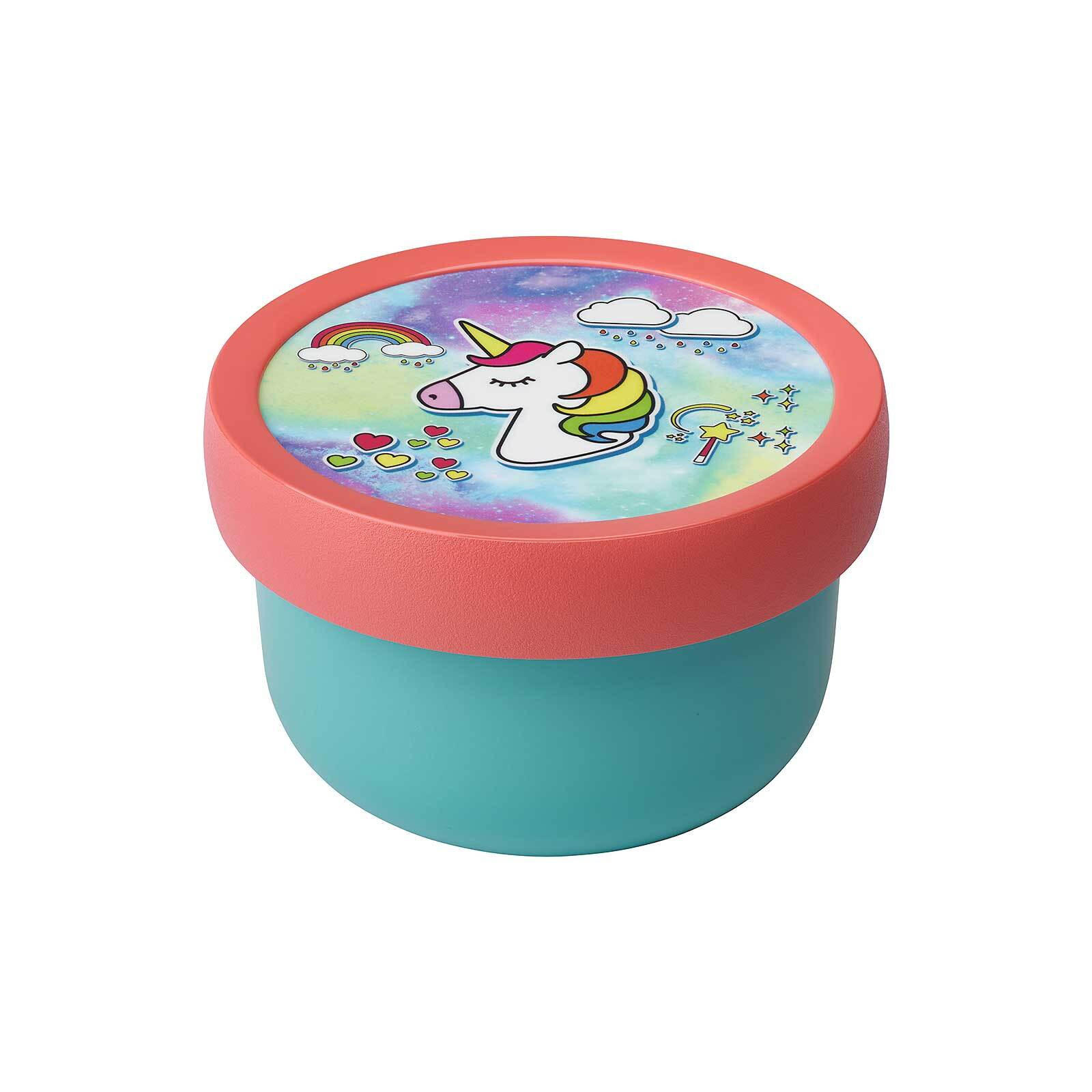 FRUCHTBOX MIT GABEL Campus Einhorn 300 ml - Multicolor, Kunststoff (6.7/10.4/6.7cm) - Mepal