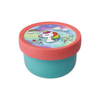 FRUCHTBOX MIT GABEL Campus Einhorn 300 ml - Multicolor, Kunststoff (6.7/10.4/6.7cm) - Mepal