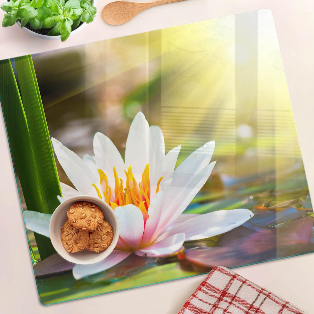 GLASPLATTE 60x52 cm Seerose - Multicolor, Glas (60/0.4/52cm) - TULUP
