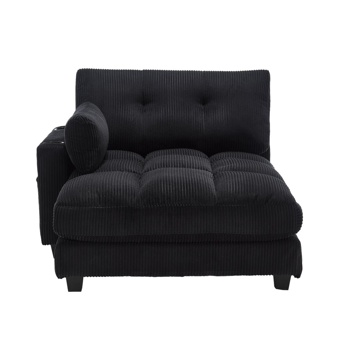 CHAISELONGUE Polsterliege,Ottomane,Sofa,Cordstoff,Schwarz - Schwarz, Textil (112/81/140cm) - LVHOM