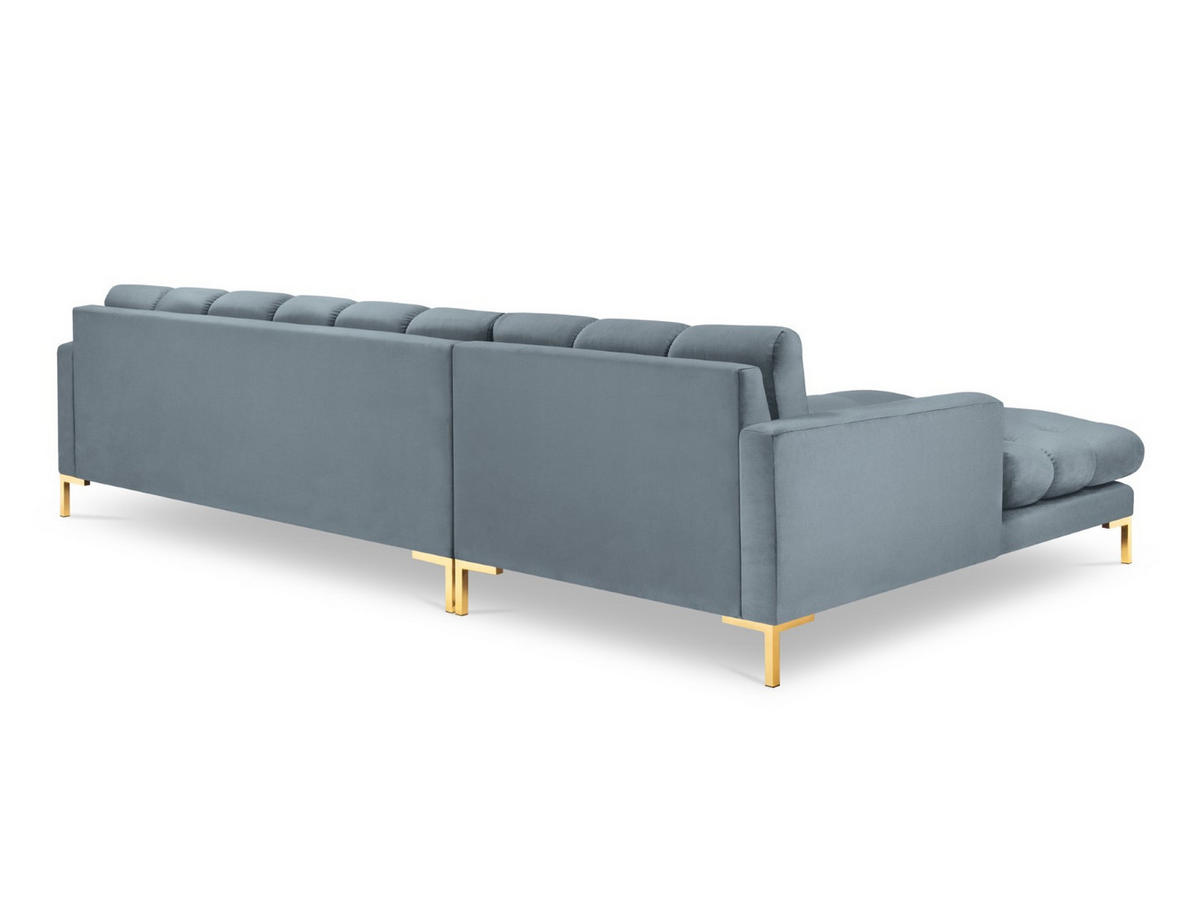 ECKSOFA links Mamaia aus Samt hellblau 5 Sitzplätze - Hellblau, Textil (185/293cm) - Micadoni