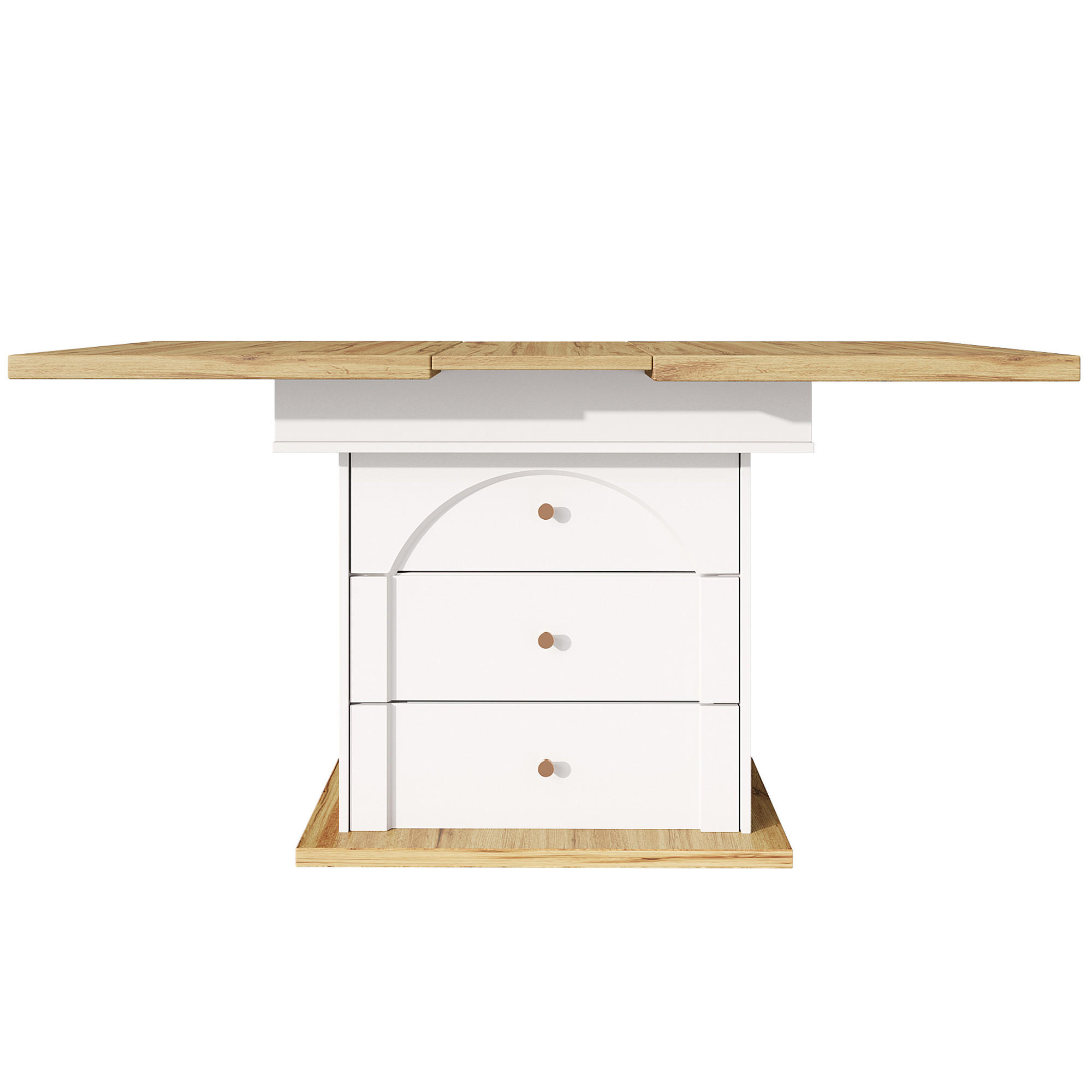 AUSZIEHTISCH Weiß 110-140/80/75 cm - Naturfarben, Holz (80/110/75cm) - PANGIVO