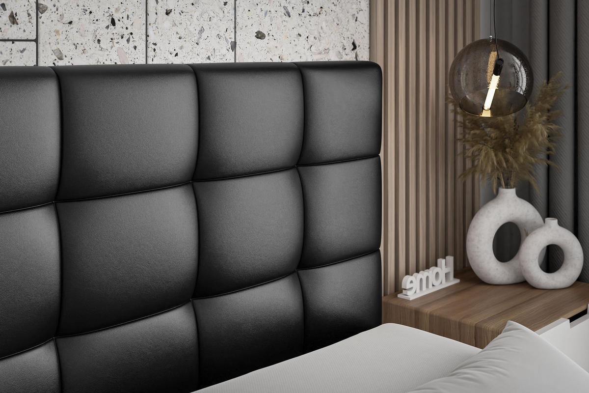 BOXSPRINGBETT BRUGO KING - 120 x 200 - H3/H4 - Schwarz Hochglanz - Schwarz Hochglanz, Holzwerkstoff (120/200cm) - ALTDECOR