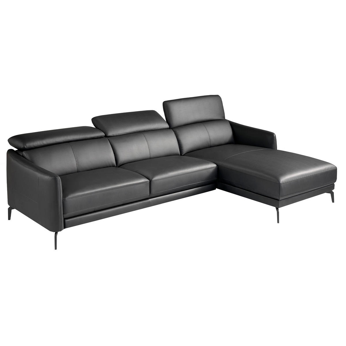 ECKSOFA Rechtes Chaiselongue-Sofa aus schwarzem Leder 283/174/94 cm - Schwarz, Leder (283/174cm) - ANGEL CERDA