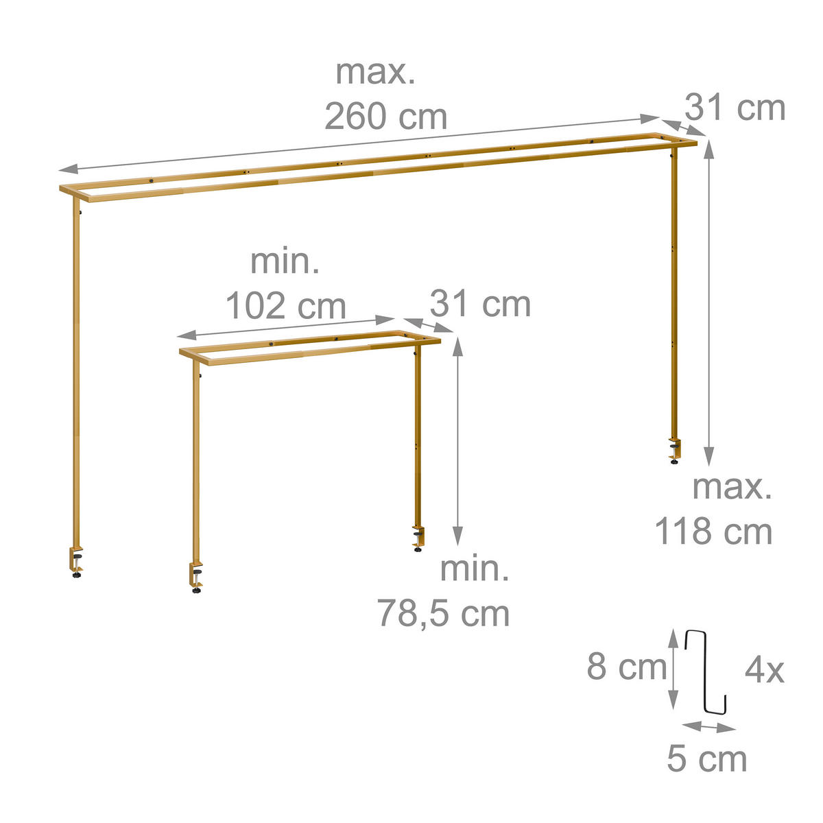 TISCHBOGEN - Goldfarben, Metall (260/118/31cm) - Relaxdays