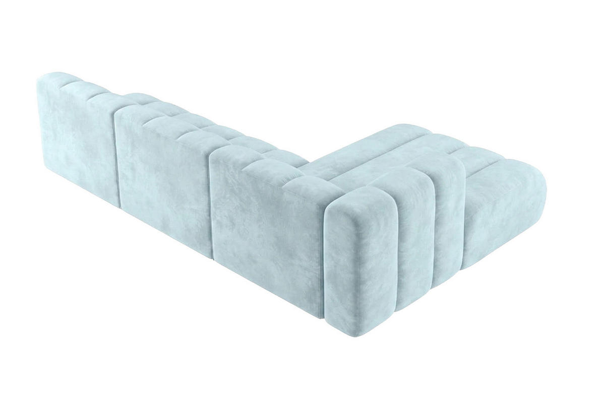ECKSOFA Modulares In L-Form, Velvet-Stoff Riviera, Babyblau, Rechts, GRAND 295 cm - Hellblau, Holz (295/179cm) - Kaiser Möbel