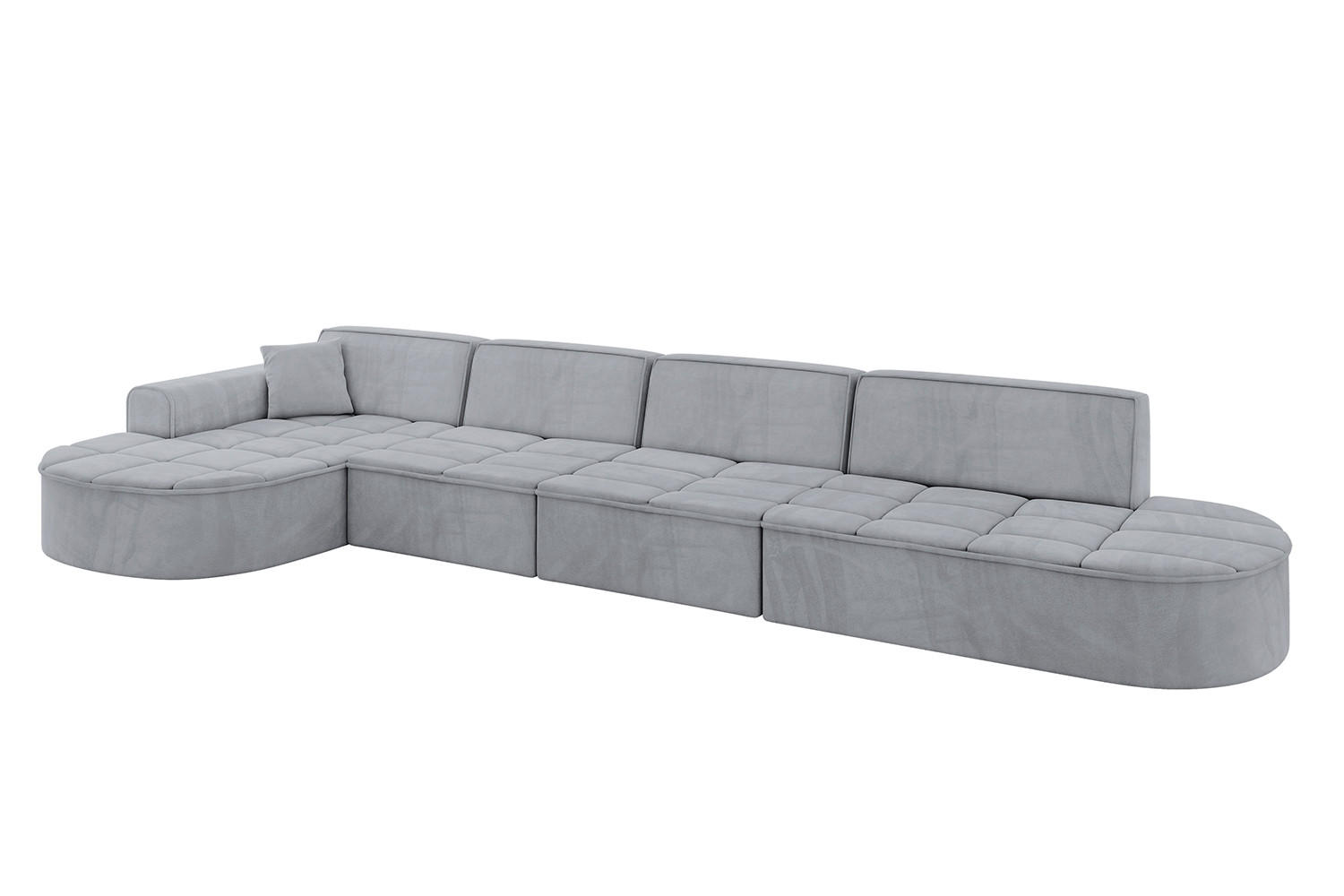 ECKSOFA Ottomane Links TARO-L3 - 413x171x79,5 cm Hellgrau - Grau, Holzwerkstoff/Textil (413/171cm) - ALTDECOR