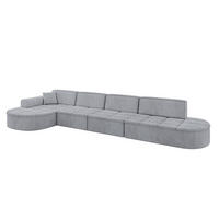 ECKSOFA Ottomane Links TARO-L3 - 413x171x79,5 cm Hellgrau - Grau, Holzwerkstoff/Textil (413/171cm) - ALTDECOR