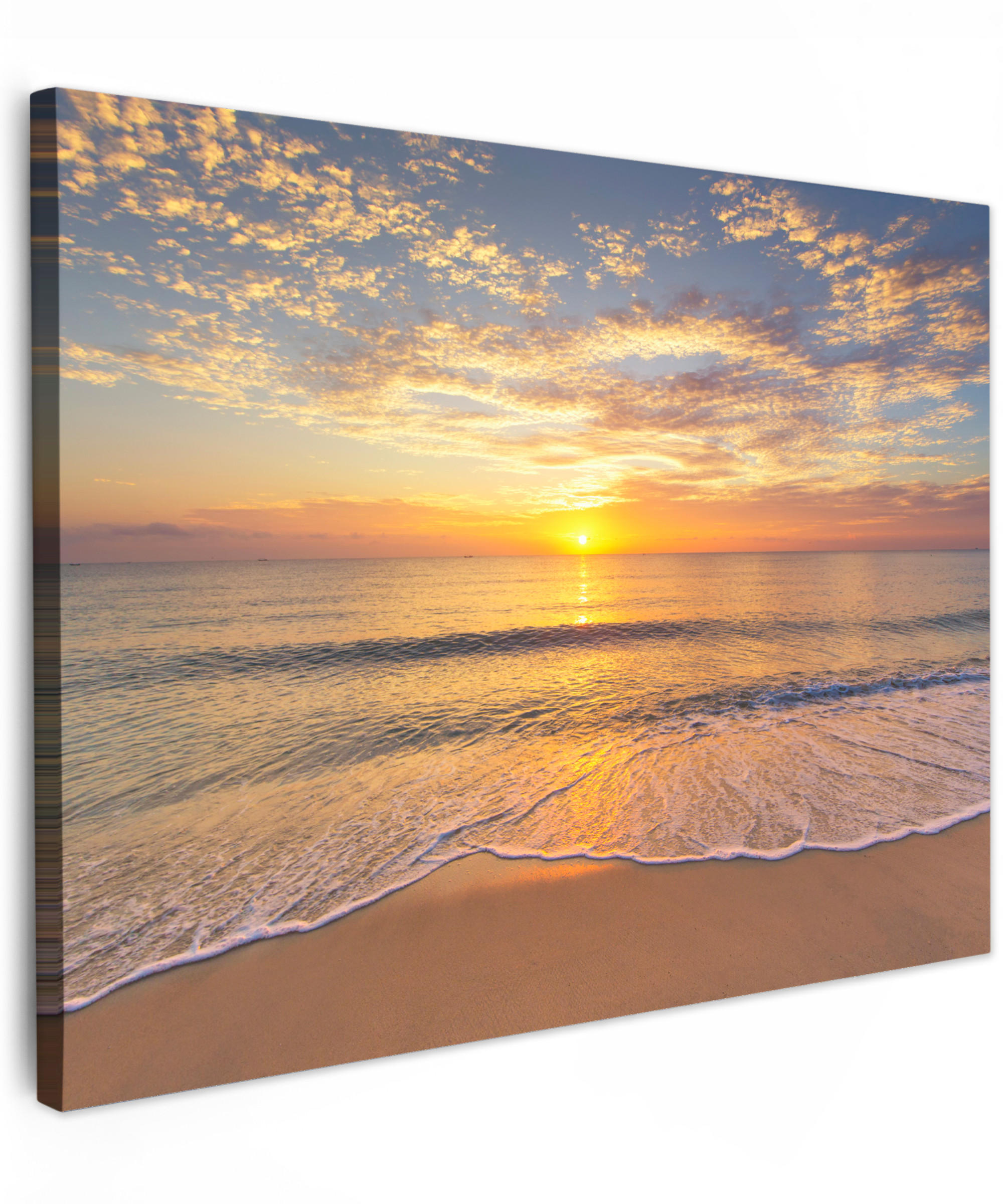 LEINWANDBILD Strand - Sonnenuntergang - Meer 40x30 cm - Gelb, Textil (40/30cm) - MuchoWow