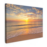 LEINWANDBILD Strand - Sonnenuntergang - Meer Wandbilder 80x60 cm - Gelb, Textil (80/60cm) - MuchoWow