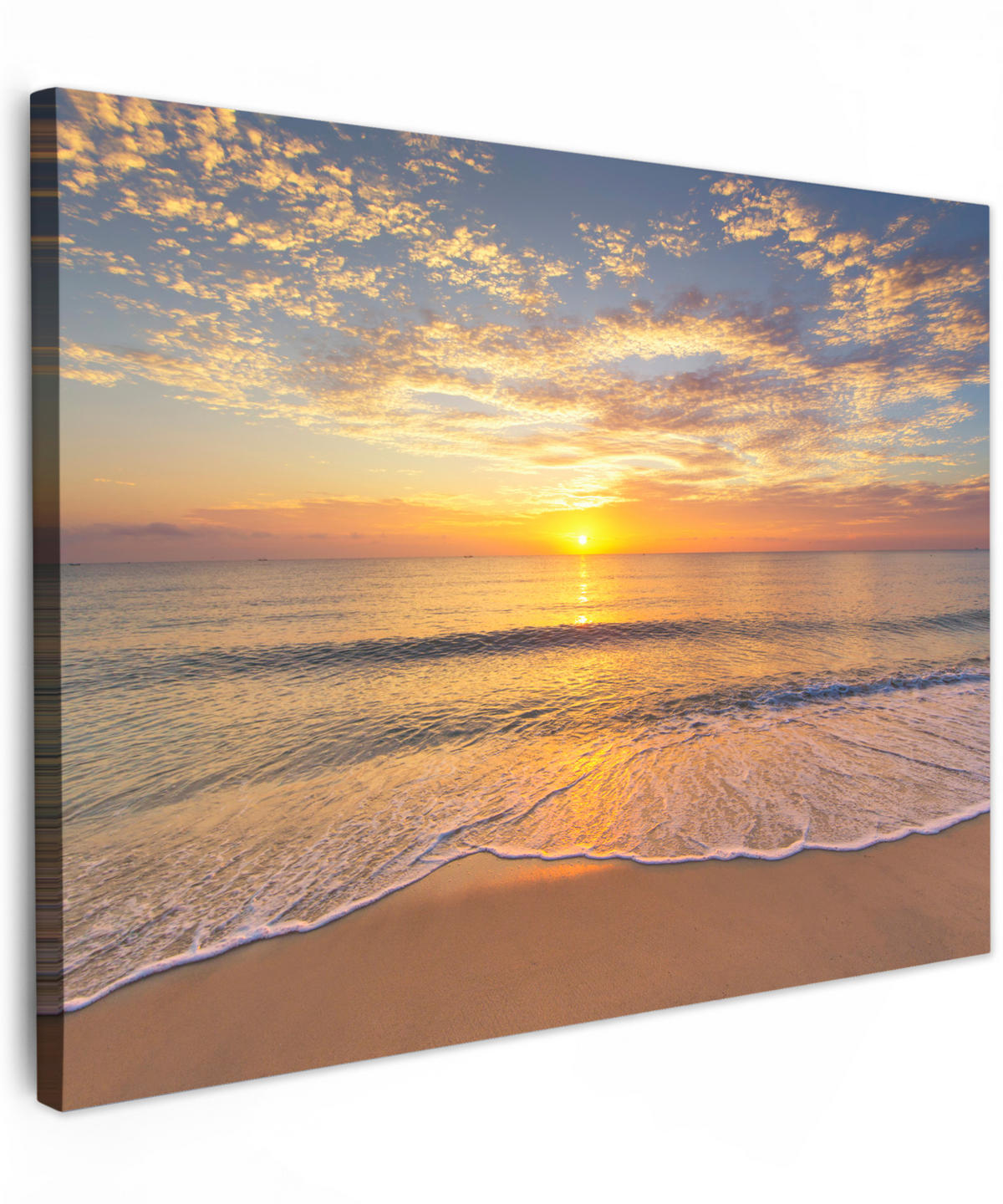 LEINWANDBILD Strand - Sonnenuntergang - Meer Wandbilder 80x60 cm - Gelb, Textil (80/60cm) - MuchoWow