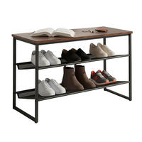 SCHUHREGAL - Schwarz, Holzwerkstoff/Metall (75/52.5/30cm) - Relaxdays