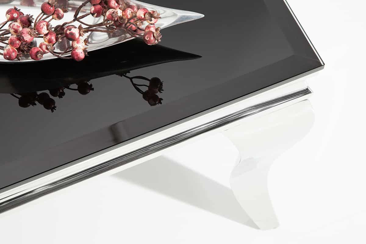 COUCHTISCH MODERN BAROCK Glas Schwarz 100 cm - Silberfarben/Schwarz, Glas/Metall (60/100/45cm) - riess-ambiente