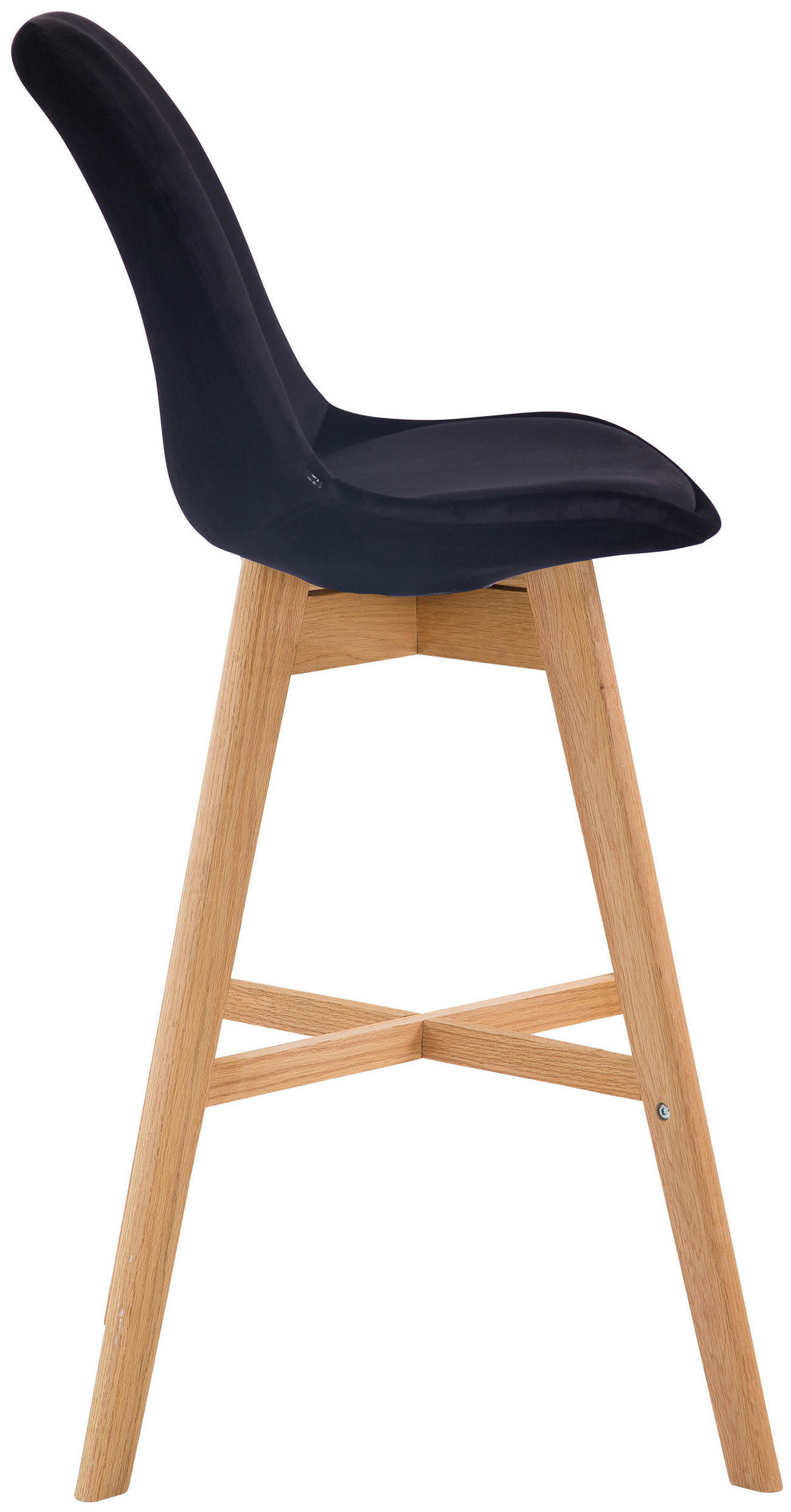 BARHOCKER Samt schwarz - Eukalyptusholzfarben/Schwarz, Holz/Textil (48/112/56cm) - CLP