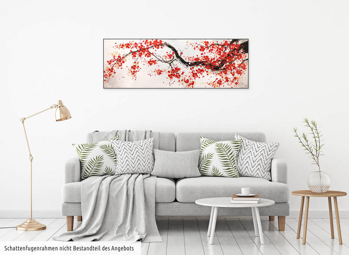 ÖLGEMÄLDE 150/50 cm - Rot/Weiß, Holz/Textil (150/50cm) - KUNSTLOFT