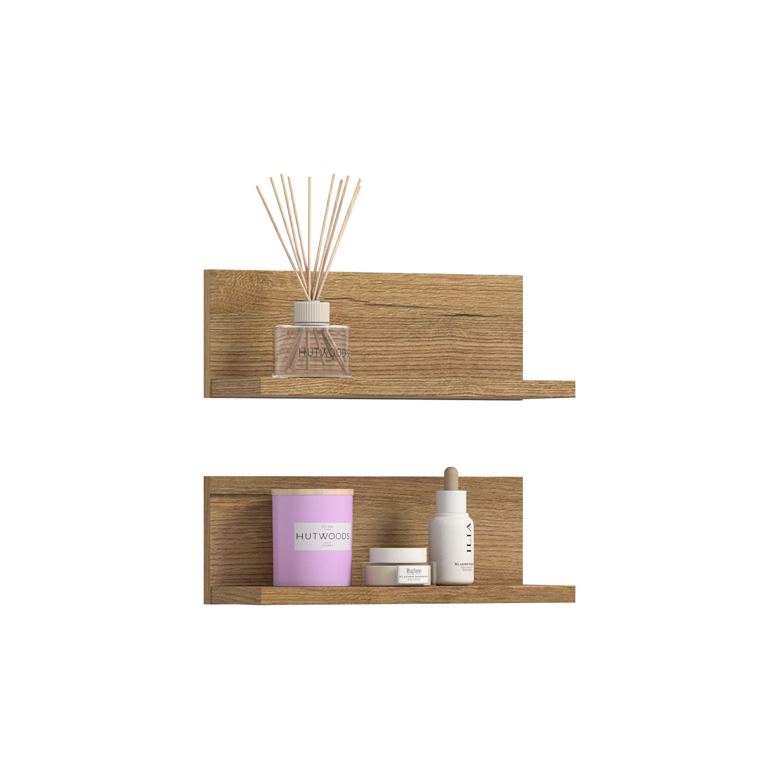 WANDREGAL SET Aqua Evoke Oak 32/14/12 cm - Braun, Holzwerkstoff (32/12/14cm) - Xonox