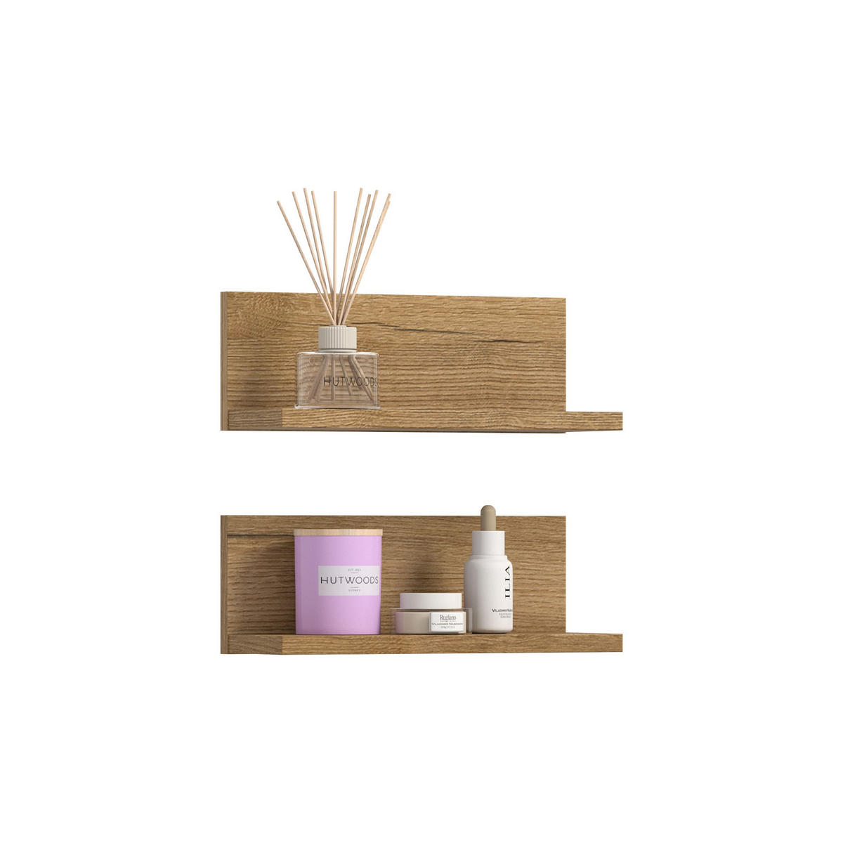 WANDREGAL SET Aqua Evoke Oak 32/14/12 cm - Braun, Holzwerkstoff (32/12/14cm) - Xonox