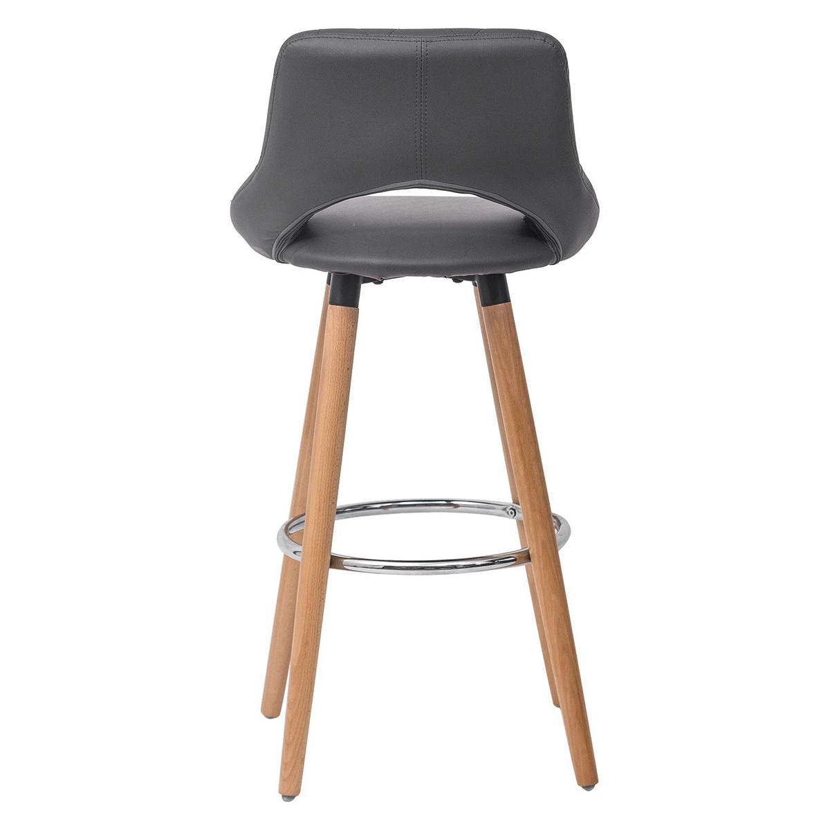 BARHOCKER mit Rückenlehne 68 cm Kunstleder Grau - Grau, Holz (40/70/43cm) - Meubliv