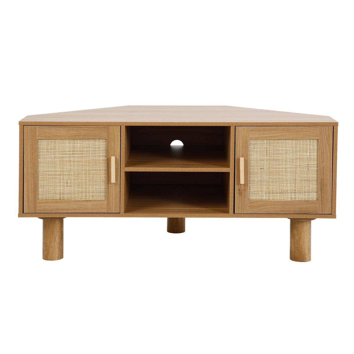 TV-STANDER, Helles Holz - Beige, Holz (120/55/54cm) - Oviala