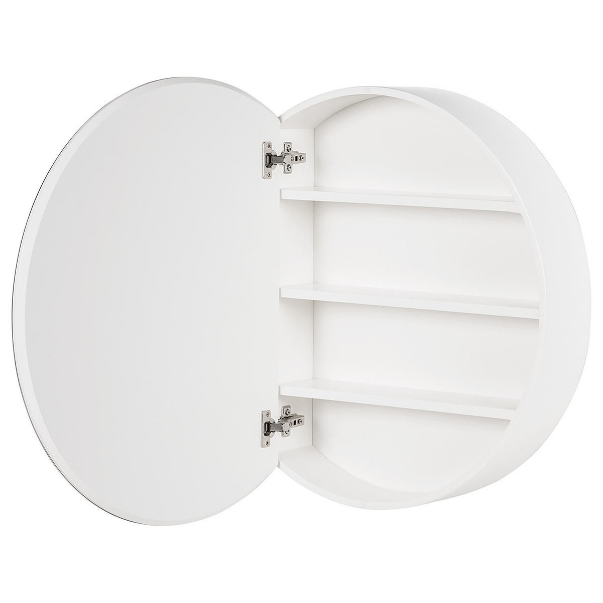 SPIEGELSCHRANK - rund - Weiß, Holzwerkstoff (72/72/16cm) - home24