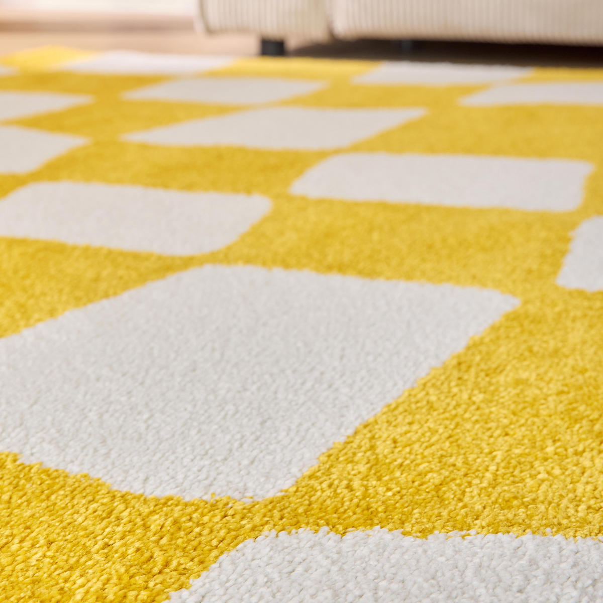 TEPPICH vintage karos gelb Groovy 80x140 cm - Gelb, Textil (80/140cm) - Nazar Rugs