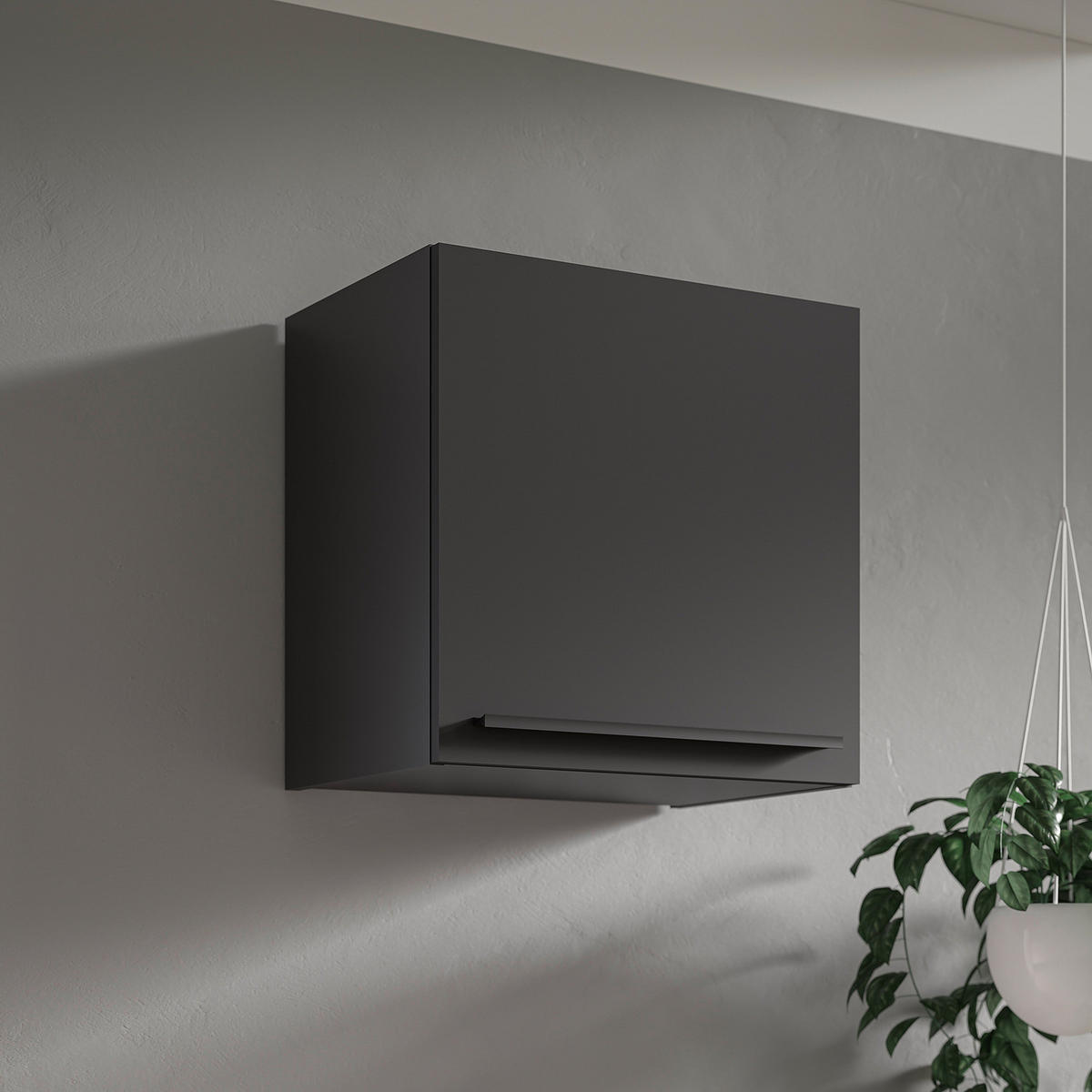 HÄNGESCHRANK mit Tür - Schwarz, Holzwerkstoff (50/50/33cm) - home24