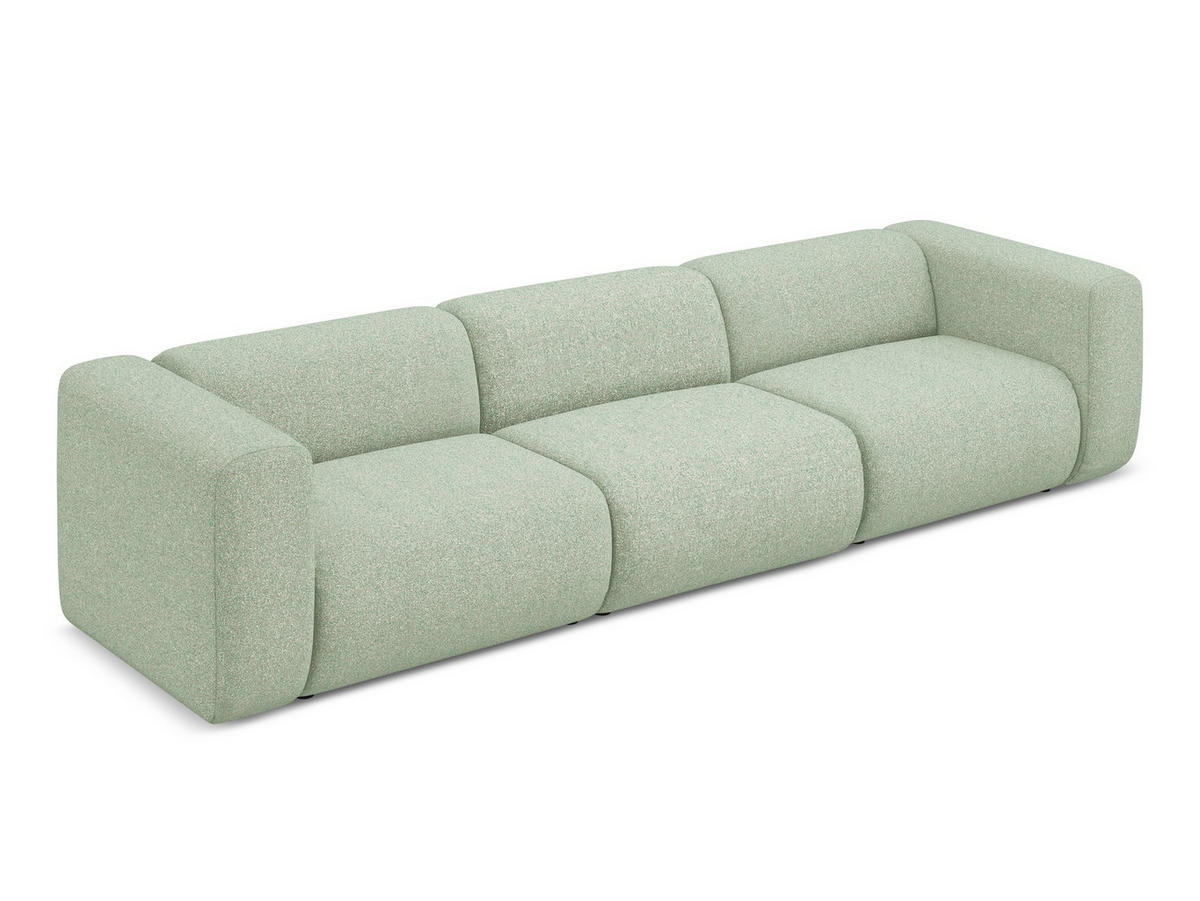 4-SITZER-SOFA Strukturstoff Stoff Grün - Schwarz/Hellgrün, Kunststoff/Textil (319/70/89cm) - Makamii