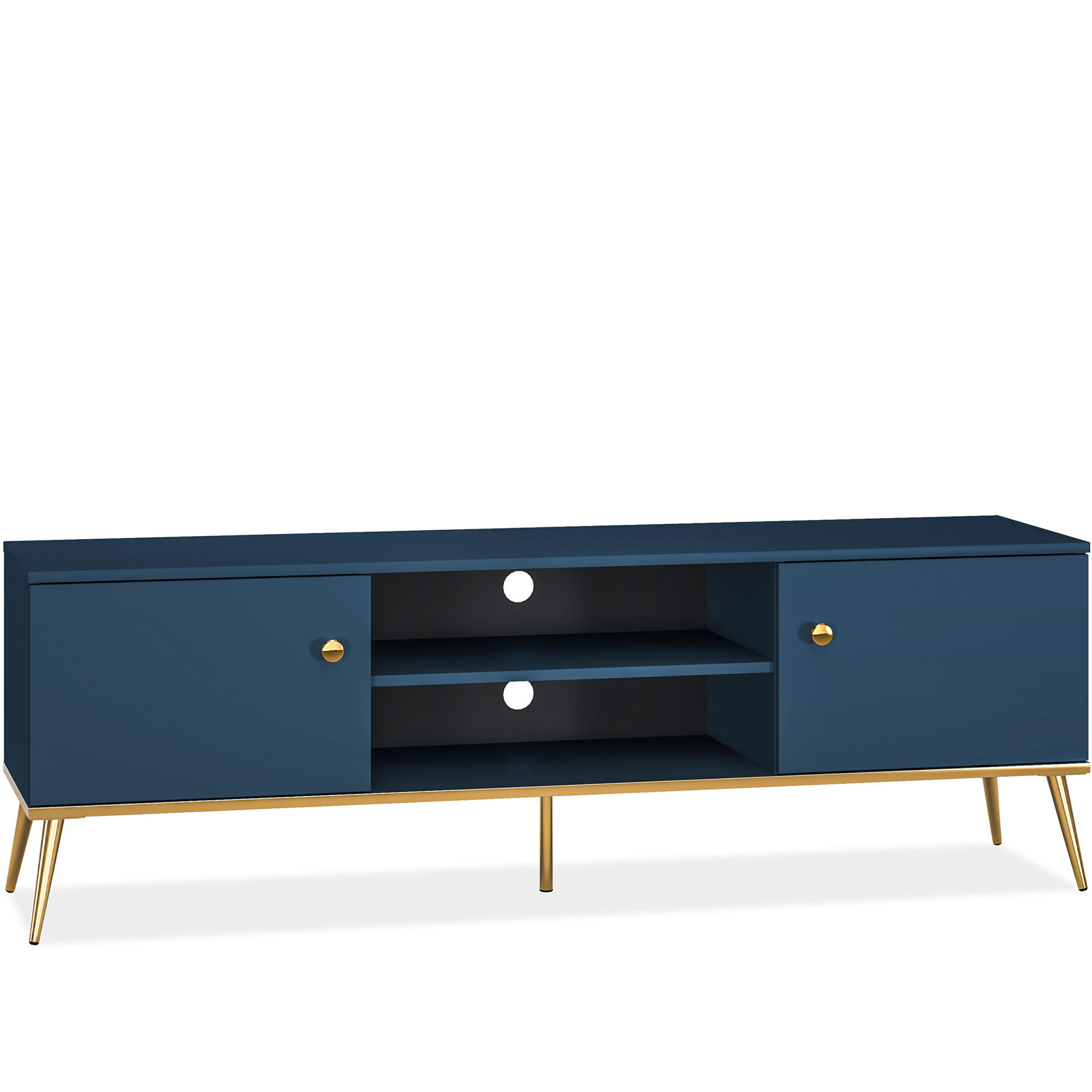 TV-LOWBOARD ARICIA viel Stauraum, Marineblau - Blau, Holz (160/54/40cm) - KONSIMO®