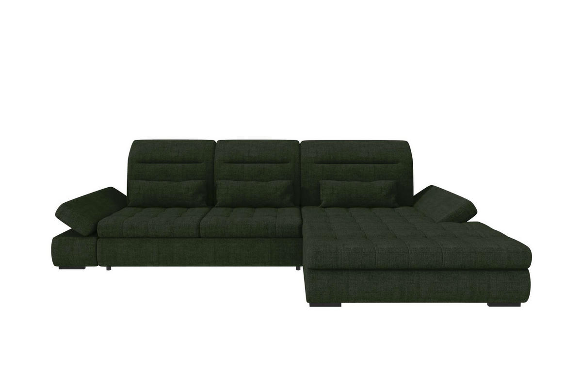 ECKSOFA Toscana Plus Velours inkl. Schlaffunktion - Olivgrün, Textil (300/179cm) - 99rooms