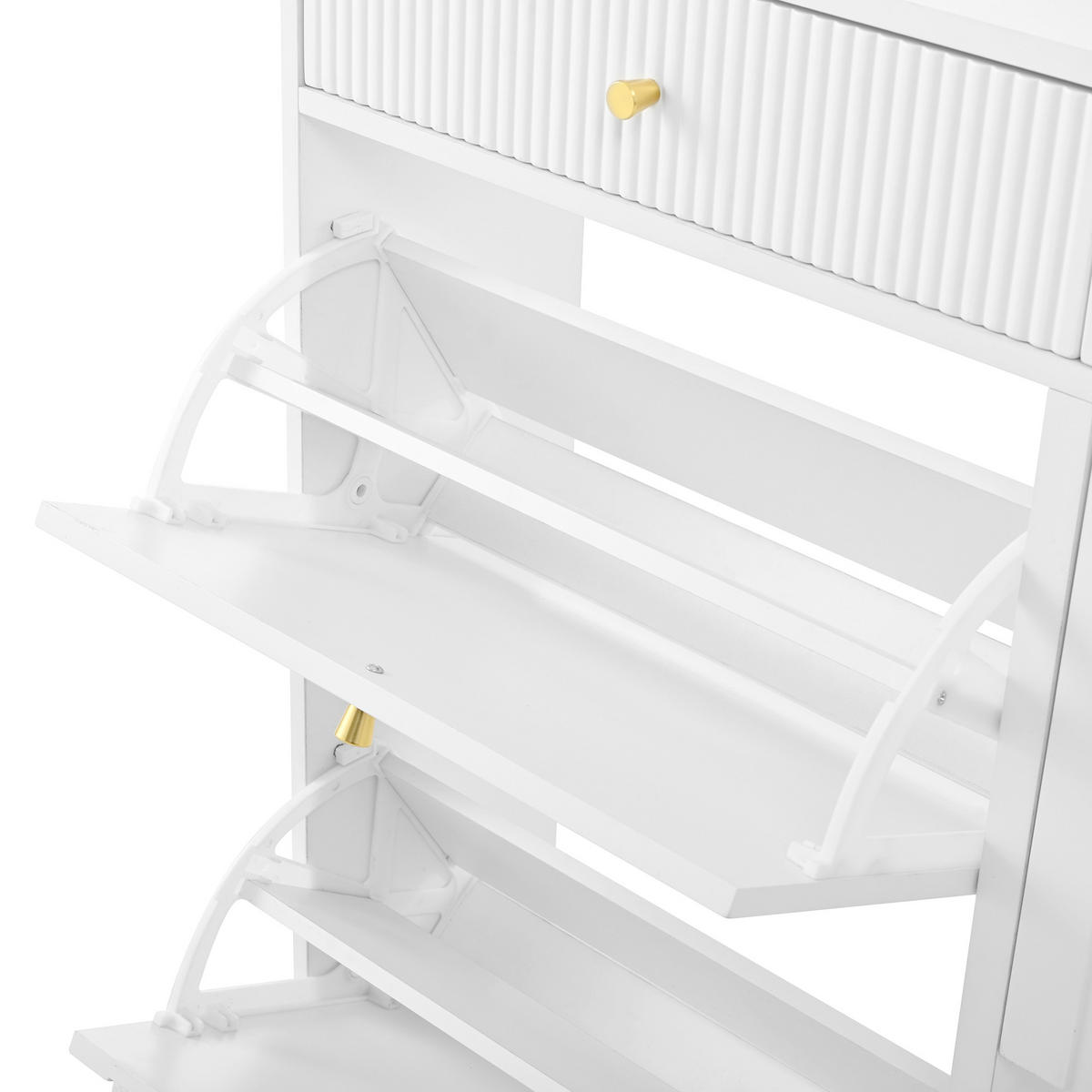 SCHUHSCHRANK aus MDF & Spanplatte 106.5x25x105.5cm in Weiß mit Kippsicherung - Weiß, Holzwerkstoff (106/105.5/25cm) - Modfu