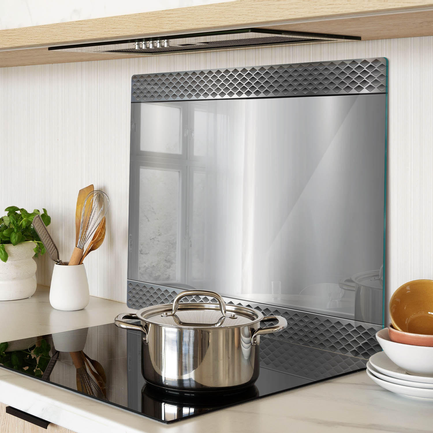 GLASPLATTE 60x52 cm Metallhintergrund - Schwarz, Glas (60/0.4/52cm) - TULUP