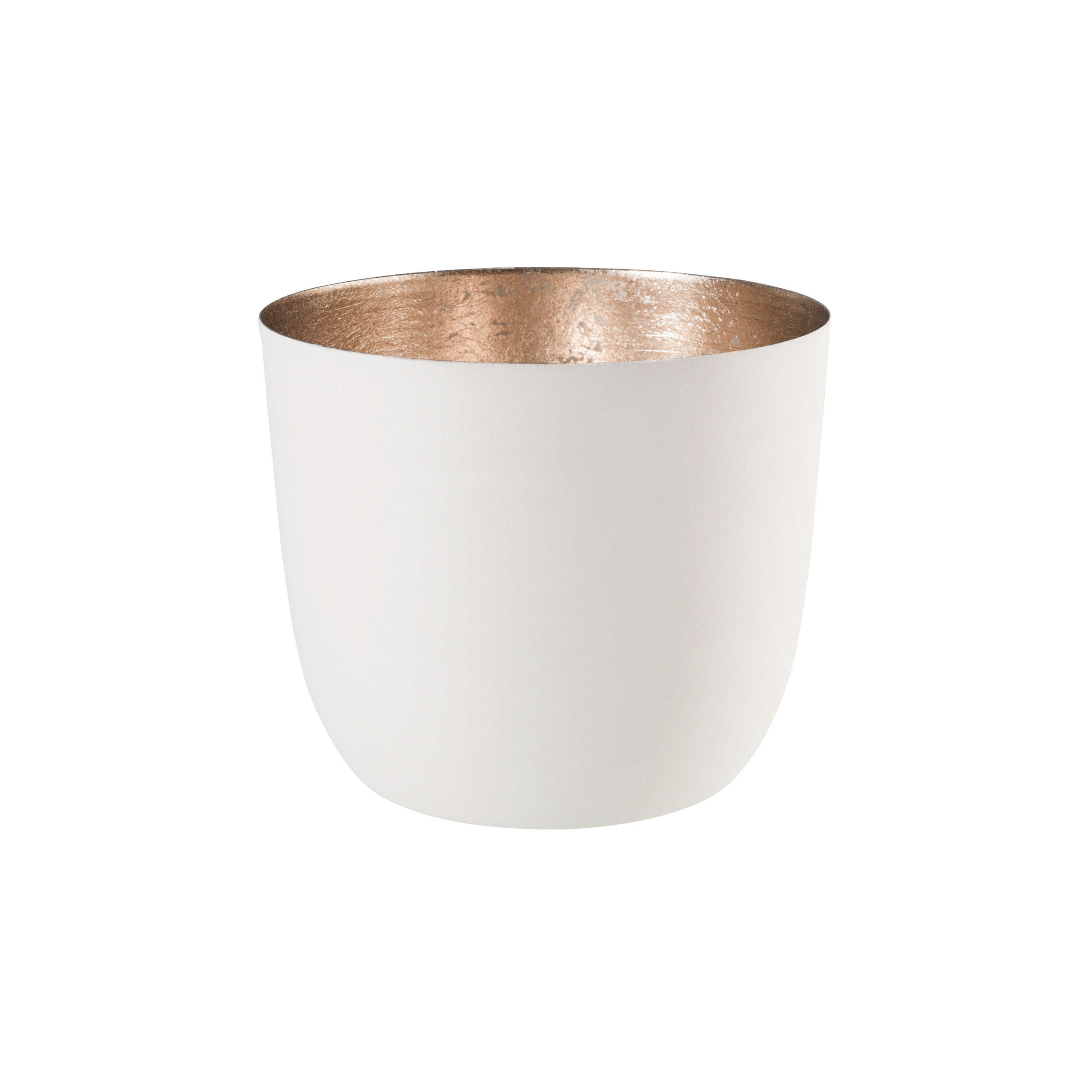 TEELICHTHALTER Madras M, Eisen, Weiß / Gold, H 8.5 cm - Weiß, Metall (8cm) - Gift Company