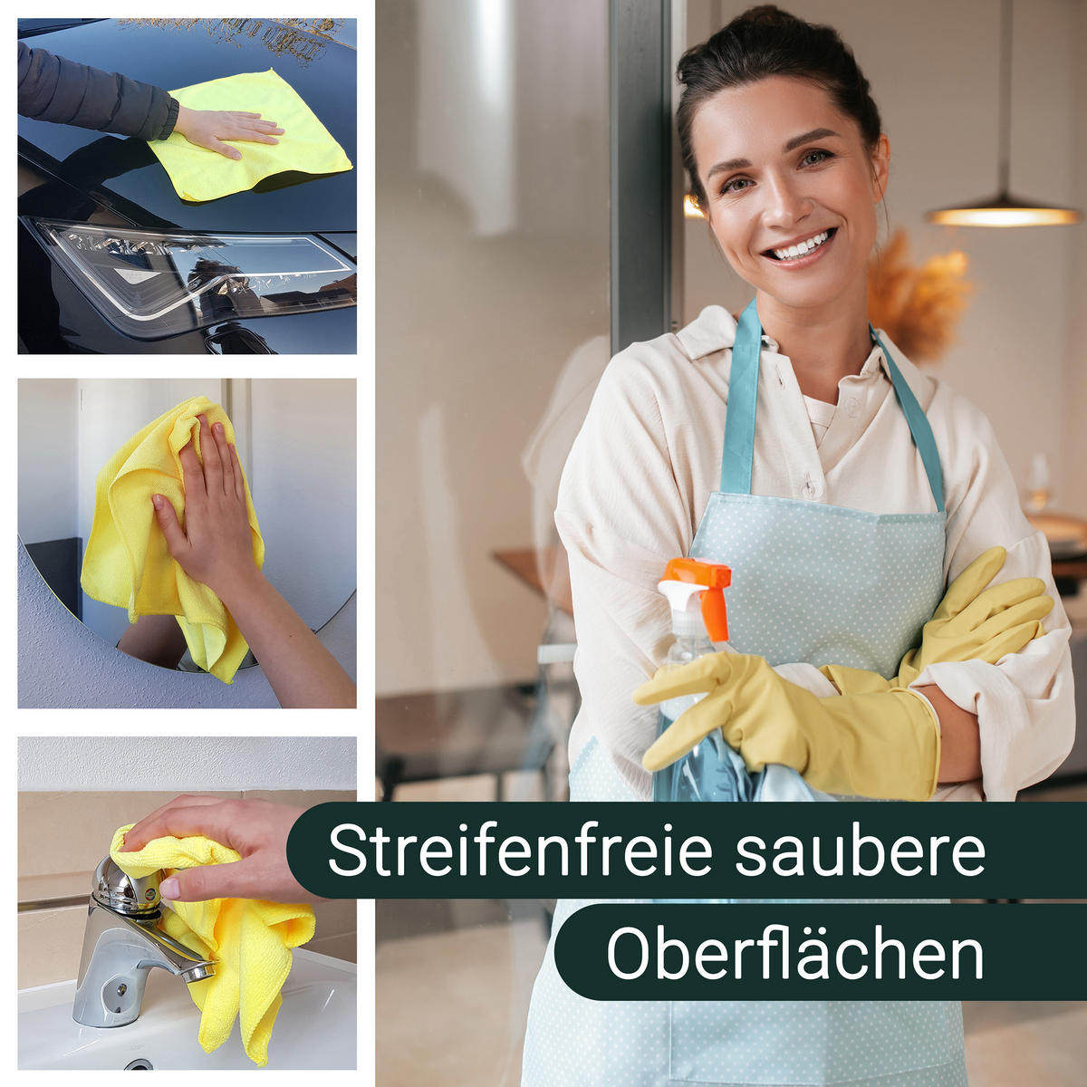 REINIGUNGSTÜCHER, 10er-Set, 32x32 cm, 80% Polyester, 20% Polyamid, farblich sortiert - Gelb, Textil (32/32cm) - Zollner