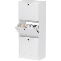 SCHUHSCHRANK 47/28/115 cm mit 3 Klappen, verstellbaren Einlegeböden und Kippschutz aus Holzwerkstoff, Weiß - Weiß, Holzwerkstoff (47/115/28cm) - Redom
