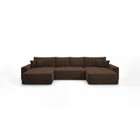 ECKSOFA CALIFORNIA U-Form braun Cord POSO 6 - Schlaffunktion, Bettkasten - Braun, Textil (385/185cm) - Cornero