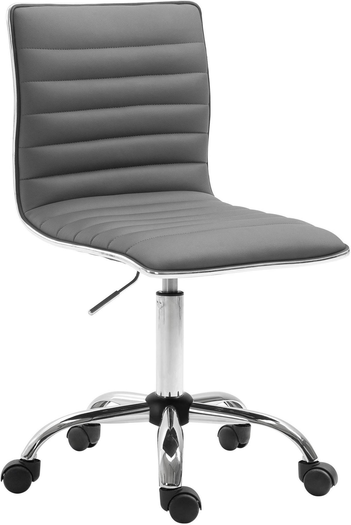 HOCKER Lederlook Grau - Chromfarben/Grau, Textil/Metall (42/80/52cm) - CLP