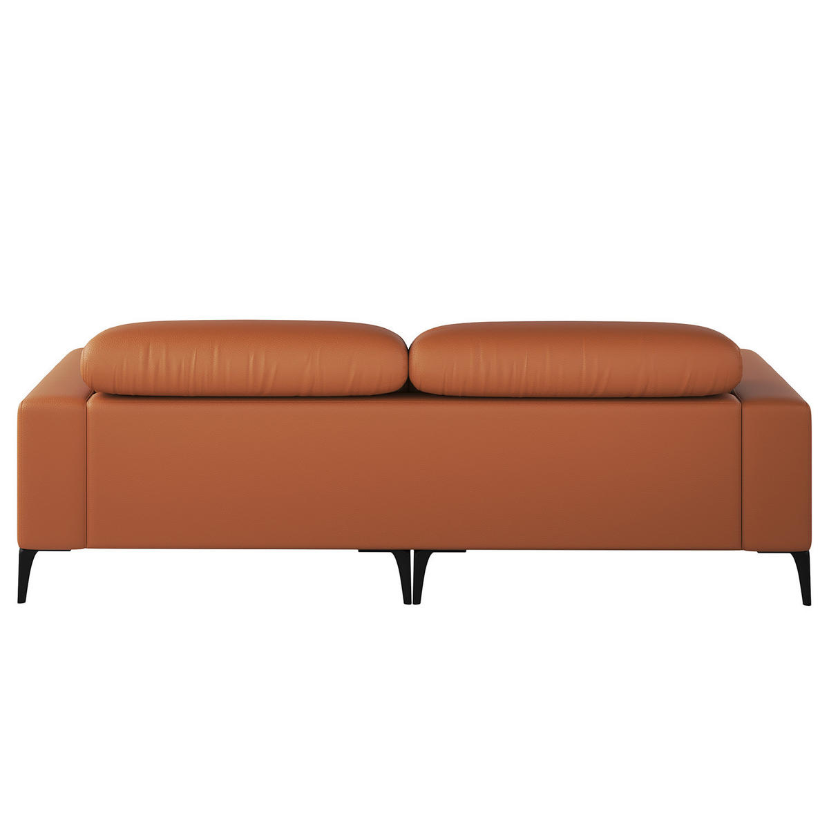 1,5-SITZER ECKSOFA mit Longchair - Kastanienfarben/Schwarz, Leder/Metall (232/180cm) - home24