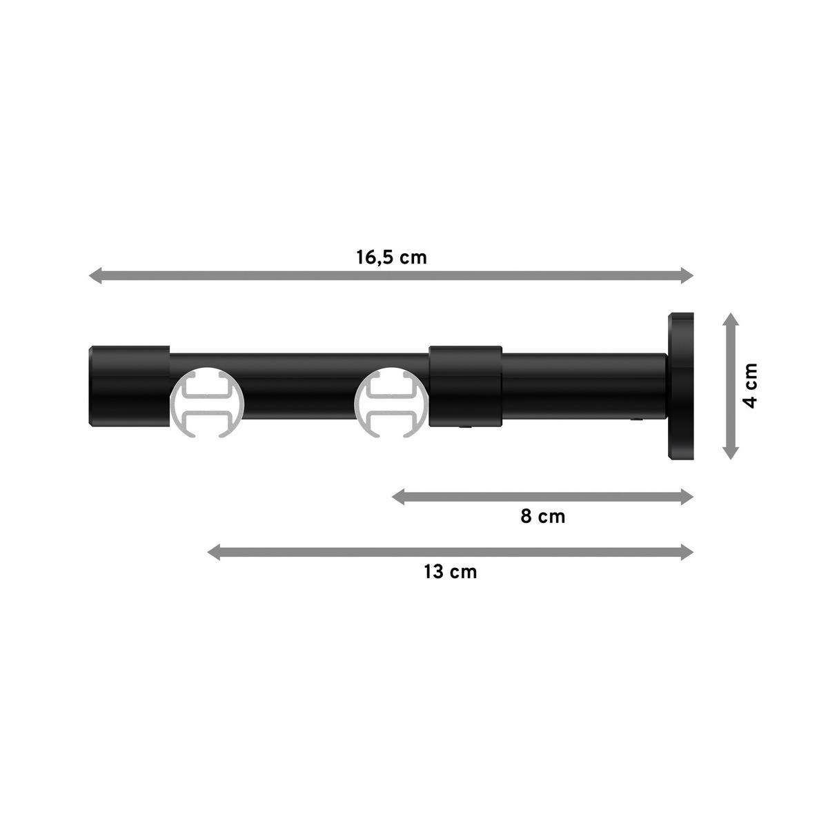 INNENLAUF-GARDINENSTANGEN-SET Prestige Mavell 180 cm, 2-läufig, 20 mm Ø Schwarz - Chromfarben/Schwarz, Metall (180cm) - INTERDECO