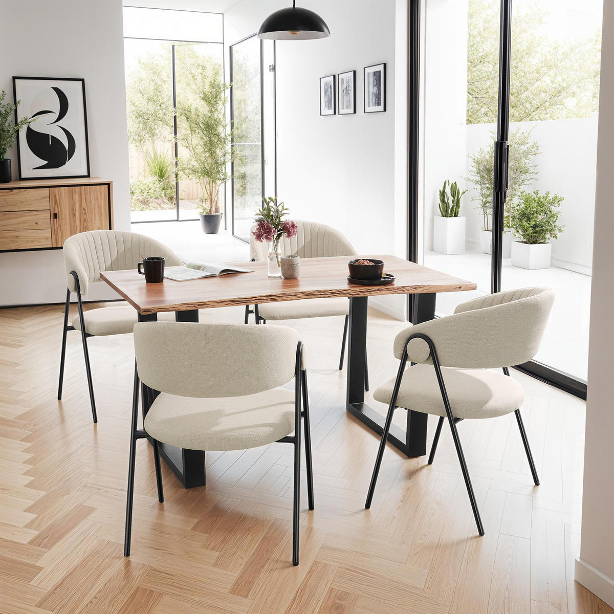 ARMLEHNSTUHL 4er Set Bedano 60 x 58 x 85 cm greige - Greige, Kunststoff (60/85/58cm) - tectake