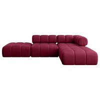 ECKSOFA modulares Sofa Kerru-L1 - 285x190x70 cm Bordeauxrot Velours - Bordeaux, Holzwerkstoff/Textil (285/190cm) - ALTDECOR
