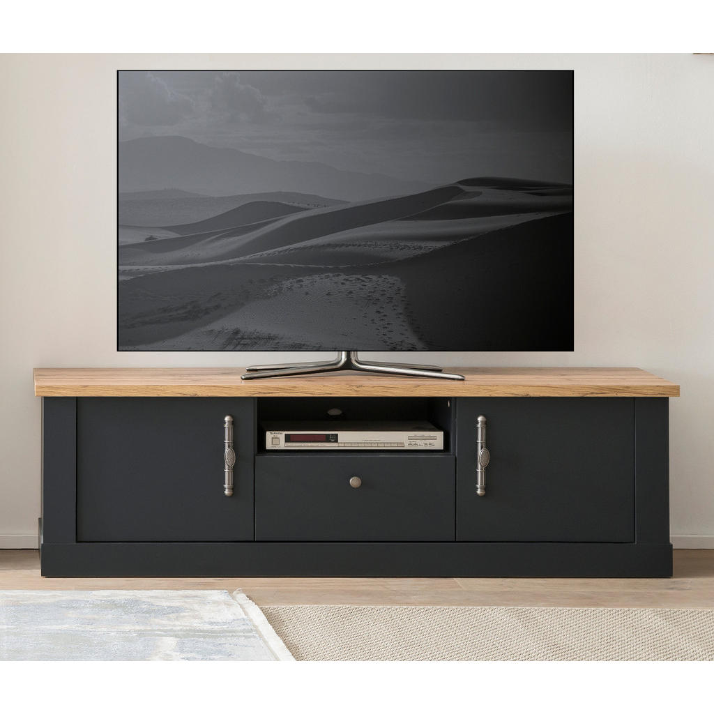 Thumbnail - Furn.Design Tv-Lowboard, Grau, Eiche Wotan, Metall, Nachbildung,Eiche, Uni, Holz Optik, 1 Schubladen, Sockel, 158x51x45 ...