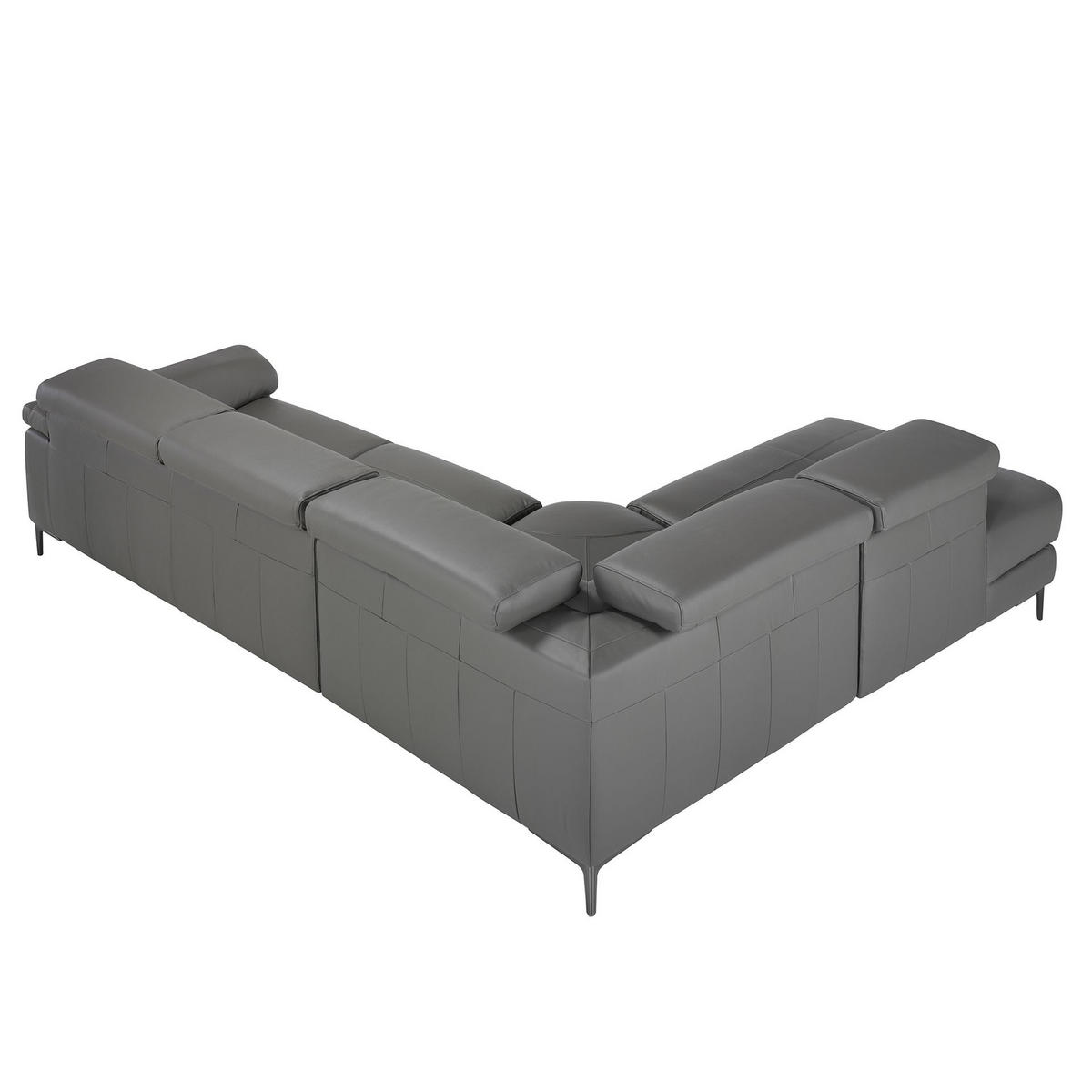 ECKSOFA Linke Chaiselongue Relaxsofa in dunkelgrauem Leder 295/232/97 cm - Dunkelgrau/Schwarz, Leder (295/232cm) - ANGEL CERDA