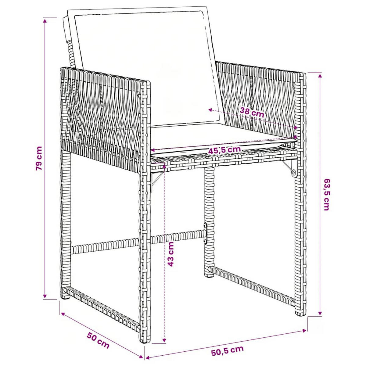 GARTEN-ESSGRUPPE 5Er Set Mit Kissen Grau Poly Rattan - Grau, Kunststoff - vidaXL