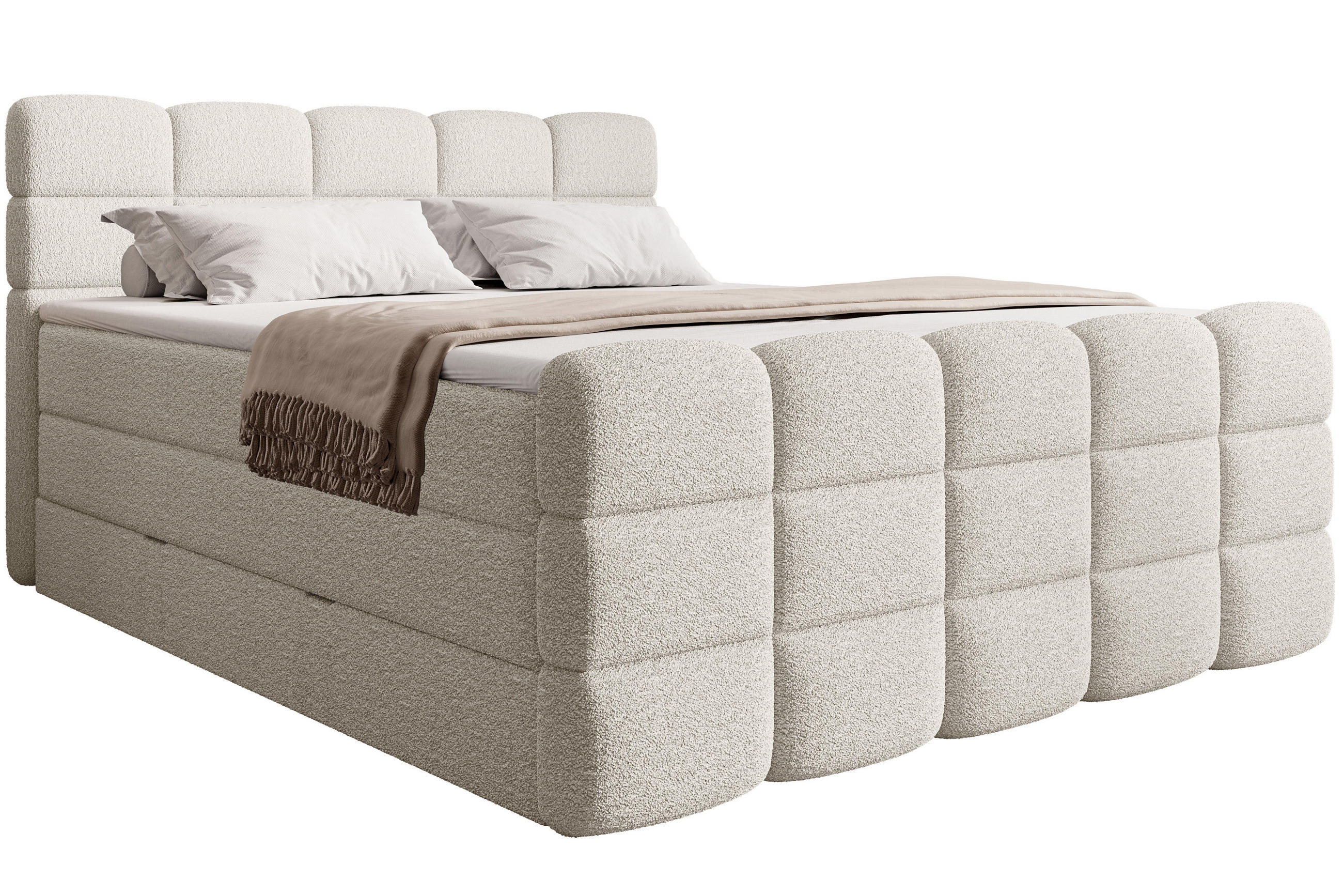 BOXSPRINGBETT Carenzo 1 creme 200/200 cm H2/H3 - Creme, Textil (200/200cm) - wonello