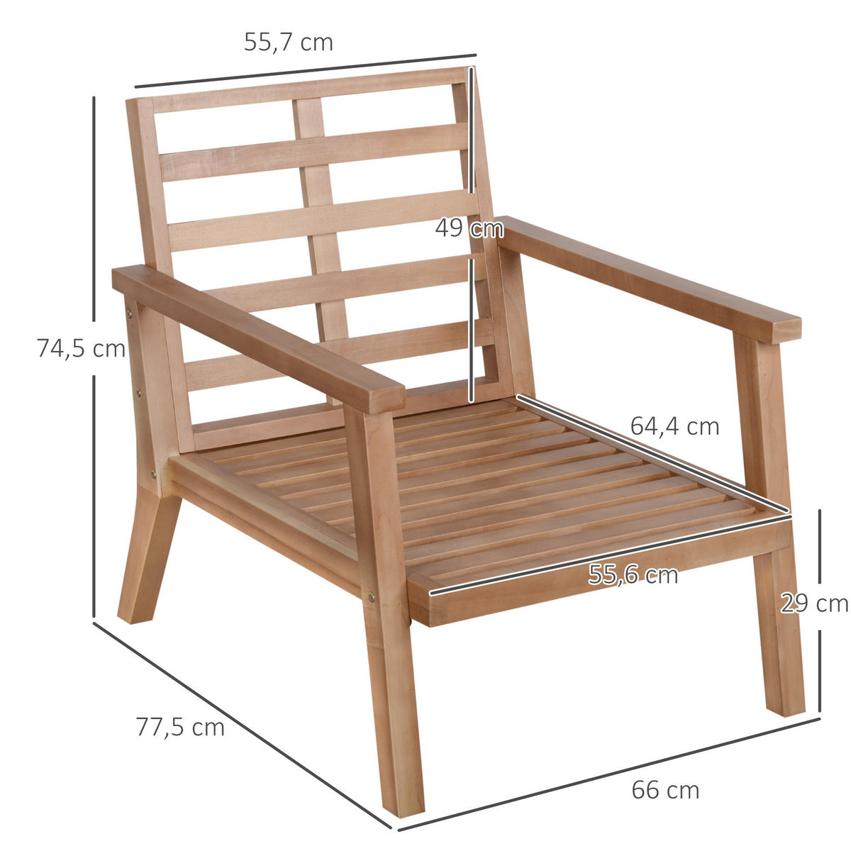 GARTENMÖBEL Set, Pappelholz, Braun+Beige - Beige/Braun, Holz/Kunststoff - Outsunny
