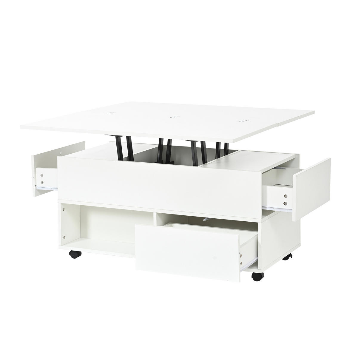 COUCHTISCH höhenverstellbar Weiß 100/50/52 cm - Weiß, Holzwerkstoff (100/50/52cm)