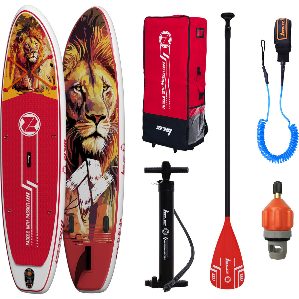 STAND-UP-PADDLE-BOARD ArtLeo SUP Komplettset 320 x 81 x 15 cm mit viel Zubehör - Rot, Kunststoff (320/81/15cm) - Zray